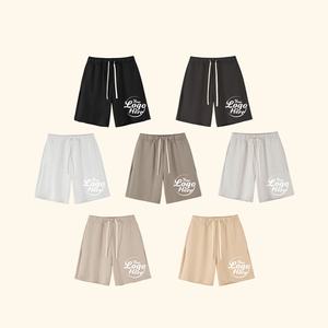 กางเกงขาสั้นผ้าฝ้ายสำหรับผู้ชาย380กรัมขาตรงมีเชือกรูดกางเกงขาสั้นสำหรับเล่นกีฬาปรับแต่งได้ - Product Image 4