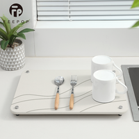 Feepop Tapis de séchage de vaisselle en pierre de diatomite à absorption ultra rapide écologique pour la cuisine