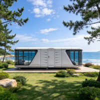 Maison-capsule spatiale moderne avec système d'éclairage intégré pour un environnement de vie confortable pour les séjours touristiques