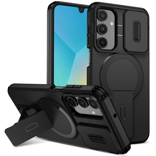 Magnetic Stand Cell Phone Case for Samsung Galaxy A16 S26 S25 Ultra S24 Plus FE Hard PC Lens Back Cover Shockproof Shell