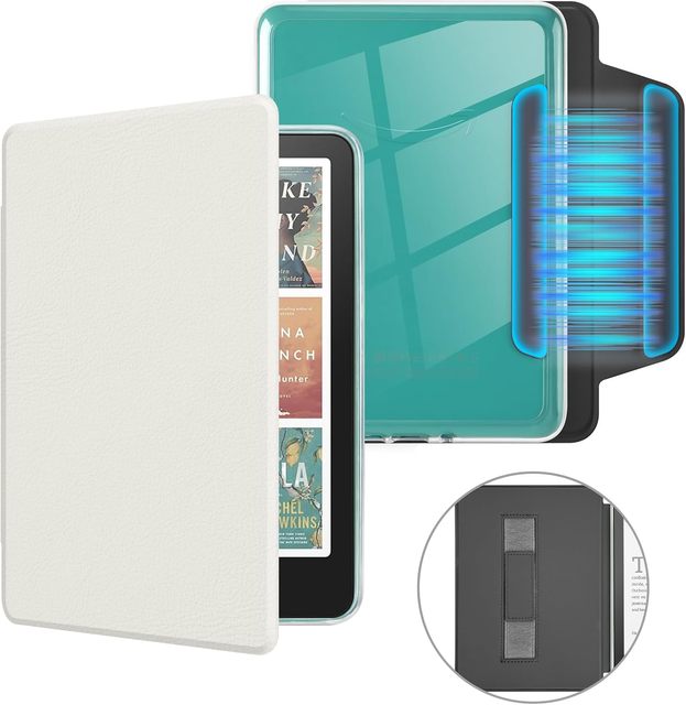 Custom Printed Good PU Leather clear TPU Cover Kindle Scribe 2024/E-reader Paperwhite Protective Hand Strap Sleeve