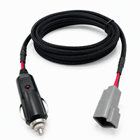 Kabel Rakitan 16AWG 2468 dengan Colokan Pemantik Rokok Mobil ke Konektor DJ214A1.5B, 3 Meter, Dilengkapi Indikator LED