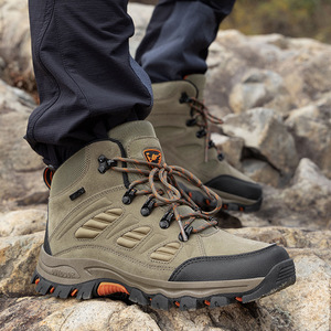 Outdoor Mens Mid Height Walking Style <b>Shoes</b> Shock Resistant Rugged Sole Breathable Upper For Camping And Hiking - Product Image 3