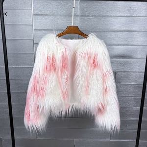 <span class=keywords><strong>Abrigo</strong></span> de piel sintética multicolor hecho de piel de oveja <span class=keywords><strong>Abrigo</strong></span> corto de mujer para ropa informal - Product Image 4