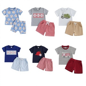 Ensembles de vêtements en coton pour bébés, 2 pièces, avec imprimés de dessins animés, pour tout-petits, garçons et filles, vêtements décontractés d'été, t-shirt à manches courtes et short - Product Image 4