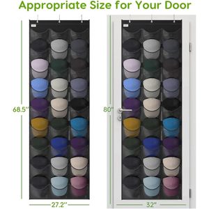Baseball Hat Rack 27 Pocket <b>Over</b> <b>The</b> <b>Door</b> Organizer With Clear Deep Pockets For Cap Storage And Display - Product Image 5