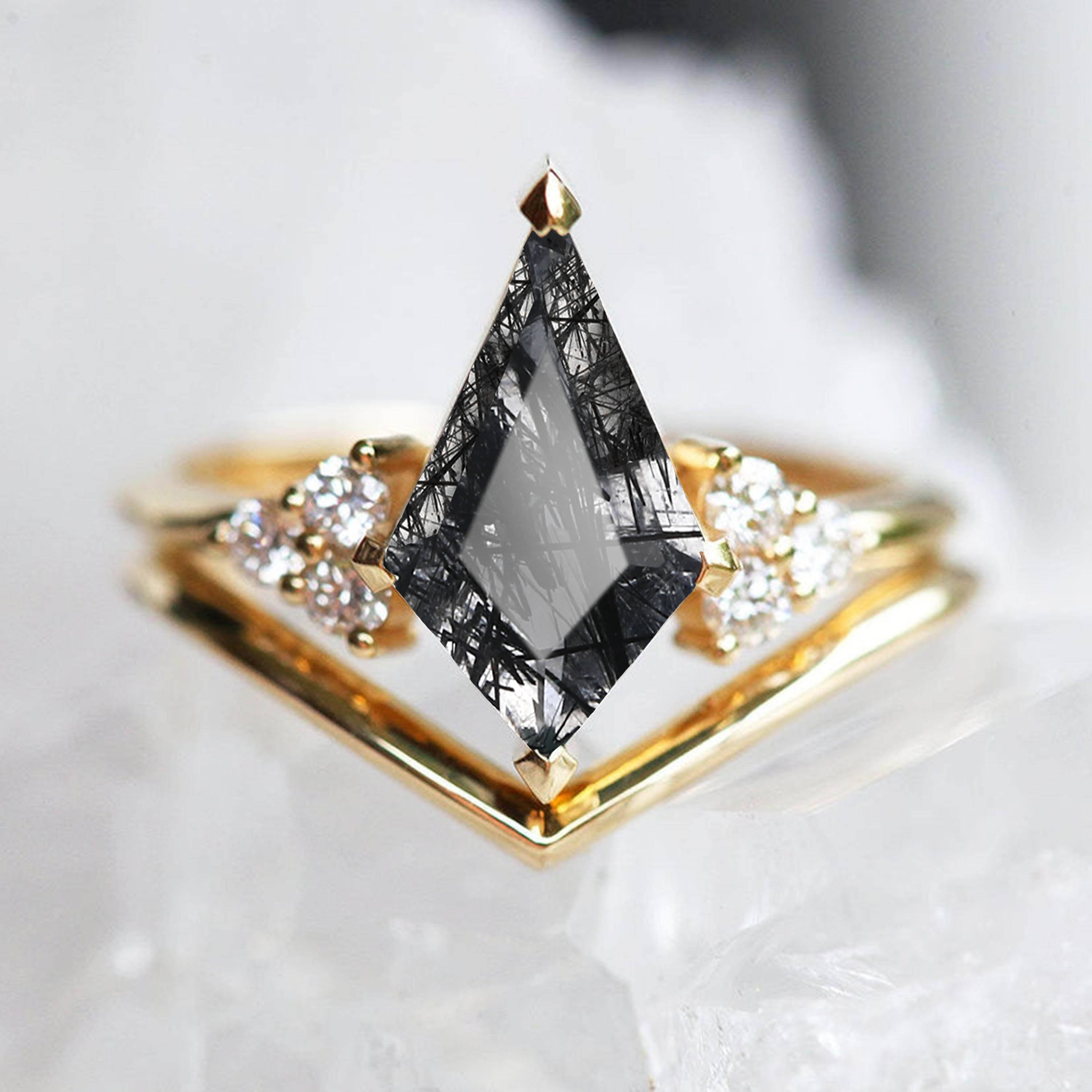 Natural  Black Rutilated-Rose gold