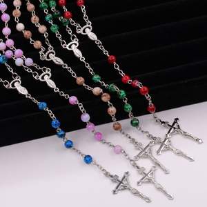 Venta al por mayor cristiana católica Virgen María collar <span class=keywords><strong>de</strong></span> perlas joyería fina <span class=keywords><strong>Dios</strong></span> bendiga oración cristal Rosario <span class=keywords><strong>de</strong></span> alta calidad - Product Image 6