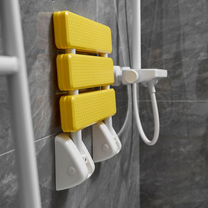 Bathroom <b>Folding</b> <b>Stool</b> Yellow Non Slip Wall Mounted Chair For <b>Shower</b> And Changing Shoes - Product Image 3