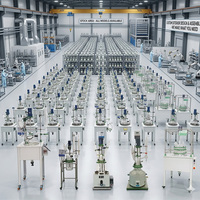 Réacteur en verre multicouche de 100 L, réacteur chimique industriel à agitation, avec pompe PLC automatique