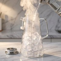 Jarra de Café de Vidrio Borosilicato Ecológica Moderna de 2000ml con Tapa de Acero y Escala Graduada, en Oferta, Bajo MOQ, en Stock
