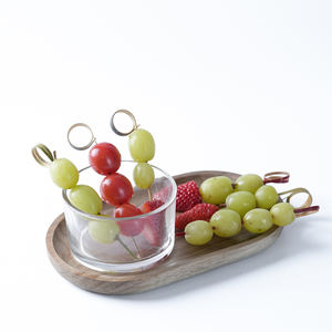 Fábrica al por mayor rojo 5,91 pulgadas anillo de dedo cuerda bastón de caramelo palos cóctel fiesta palos fruta decoración palos de bambú - Product Image 6