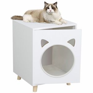 Casa <span class=keywords><strong>de</strong></span> <span class=keywords><strong>Madera</strong></span> para Gatos con Muebles Desmontables <span class=keywords><strong>de</strong></span> Tela, Cama Colgante, Percha, Rascador para Gatos CNLF - Product Image 2