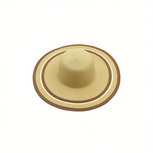 Sombrero de Paja de 42 cm con Rayas, Ala Ancha, Protección Solar para Verano, Uso en Exteriores - Product Image 1