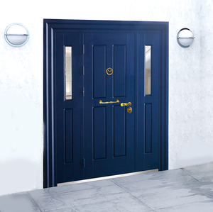 Isreali puerta principal puerta de entrada de seguridad diseños doble puerta de acero con oro de <span class=keywords><strong>aldaba</strong></span> de bloqueo - Product Image 1