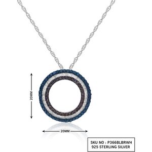 Collar con Colgante de Círculo de Diamantes 0.91 Cttw, Corte Brillante, Blanco, Marrón, Azul, Color Fantasía Mejorado, para Mujer, Uso Diario, Plata de Ley - Product Image 2