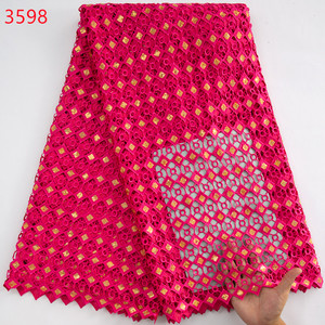 3598 Cordón de <span class=keywords><strong>guipur</strong></span> de buena calidad con lentejuelas NewStyle tela de encaje Soluble en agua africana para coser vestidos <span class=keywords><strong>Midi</strong></span> de fiesta de lujo - Product Image 4