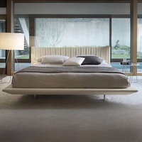 Modernes Luxuriöses Verstellbares Kingsize-Bettgestell Italienisches Design Echtes Leder Gepolstertes Kiefernholz Anpassbare Farbe Doppelbett