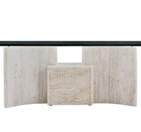 Table basse moderne durable de luxe avec plateau en verre et base en marbre naturel pour salon et villa, meubles de maison