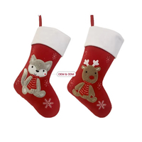 Meilleur prix festif rouge bonbons sacs-cadeaux décoration de vacances de Noël pour enfants 18 pouces renard et wapiti dessin animé bas de Noël