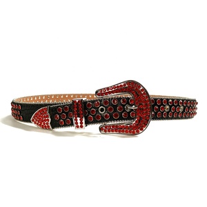Ready to Ship 1.5 Inch Wide <strong>Red</strong> Bling Bling Mens Rhinestone <strong>Belt</strong> Western Cowboy Crystal Studded Crocodile Leather Waist <strong>Belt</strong> - Product Image 5