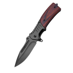 <span class=keywords><strong>Couteau</strong></span> de poche pliant en acier noir avec manche en bois, design tactique de chasse pour la survie et le camping, avec clip <span class=keywords><strong>ceinture</strong></span> - Vente chaude - Product Image 3