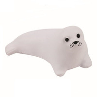 Balle anti-stress souple en forme de phoque bleu, jouets anti-stress, logo personnalisé, vente en gros, balle anti-stress souple en mousse PU en forme d'animal, jouets promotionnels