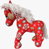 Nouvelle conception, jouet en peluche cheval en coton et polyester rouge, adorable poupée cheval, mascotte