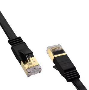 Atacado CAT 7 Flat BC10m/20m/30m Patch <span class=keywords><strong>Cord</strong></span> 30AWG SSTP RJ45 Conector 4 Par Casaco PVC Cat7 Preto Cabo Ethernet de Rede - Product Image 2
