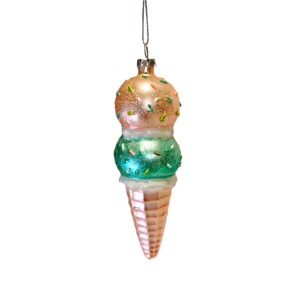 زينة عيد الميلاد على شكل مخروط آيس كريم زجاجي مزدوج متعدد الألوان، هدية وديكور للعطلات، شحن سريع - Product Image 3