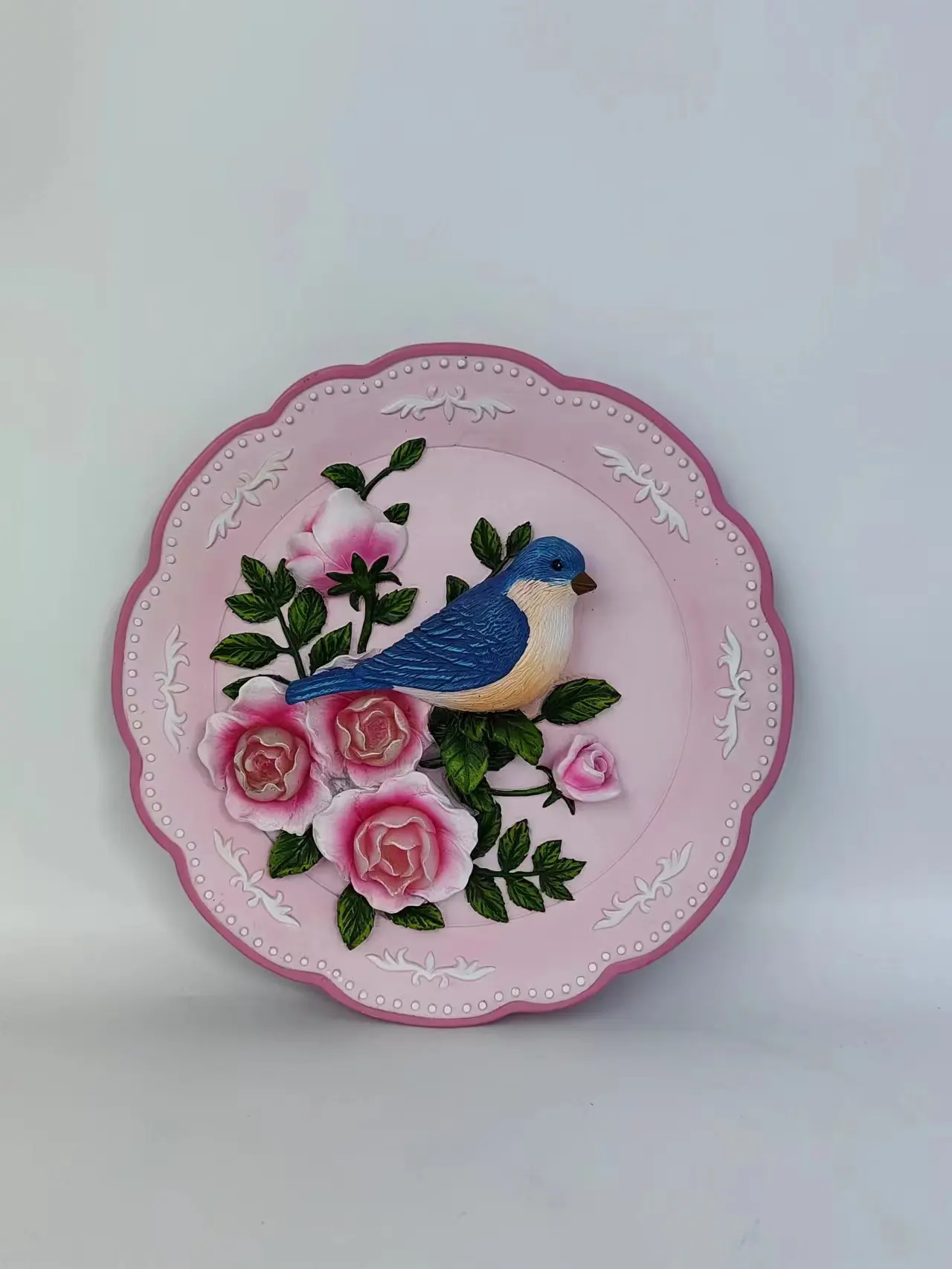 Hete Verkoop Hars Ornament Roze Bloem Thema Bord Ornament Op Maat Gemaakte Geschenken Items Souvenirs Geschenken