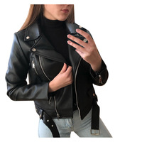 Nouvelle mode veste de motard en cuir PU pour femmes et filles printemps-automne à manches longues veste de motard décontractée à fermeture éclair de couleur unie mince et décontractée