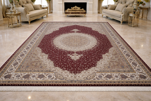 Alfombra de Lana Anudada a Mano de Lujo, Diseño de Medallón Persa con Patrón Geométrico, Alfombra Rectangular Hecha a Mano para Pasillo - Product Image 2