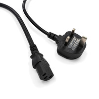 Kabel Daya 1.5m dengan Sekring 3G 1.5mm2 230V 13a UK ke C13, Kabel Listrik 3 Pin dengan Steker Bersekring ke Konektor IEC C13 untuk Komputer