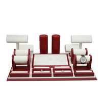 Présentoirs à bijoux sur mesure en forme de buste, en cuir rouge, pour magasin, ensemble de présentoirs à bijoux type mannequin