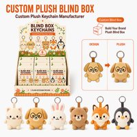 Porte-clés en peluche personnalisés, boîte mystère OEM ODM, 6 styles d'animaux, série de porte-clés en peluche mignons, vente en gros, cadeau