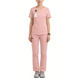 Tenue d'uniforme personnalisée avec logo, extensible 4 directions, ensemble 2 pièces col en V pour femmes et hommes avec poches, tenue d'infirmière unisexe pour hôpital, Sehe Fashion - Product Image 3