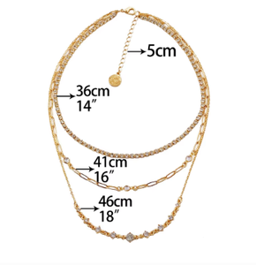 שרשרת ציפוי זהב גיאומטרית עם קריסטל ויהלומים, עיצוב חדש וטרנדי לנשים - Product Image 4