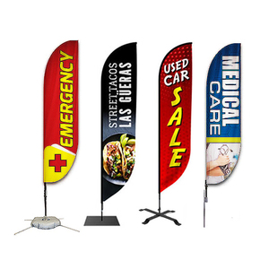 Custom Indoor and Outdoor Event Marketing Banner Flags Feather Sharkfins Teardrop Flying Beach Flags with Fast Delivery