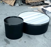 Ensemble de tables basses gigognes modernes et durables avec plateau en verre et structure en acier inoxydable pour salon, villa, hôtel et appartement