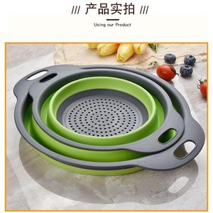 Cesta de drenaje plegable de silicona, colador de cocina redondo y plegable para frutas y verduras XR6010 - Product Image 3
