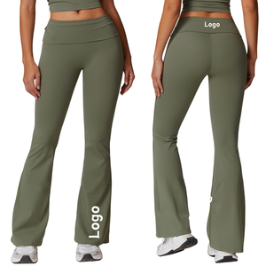 Pantalon de yoga bootcut taille haute pour femme Leggings d'entraînement extensibles à jambe évasée Bas de vêtements de sport solides Collants taille moyenne - Product Image 1
