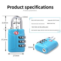 TSA333 Serrure à code à 3 chiffres en plastique ABS pour bagages, sac à dos, tiroir, voyage à l'étranger