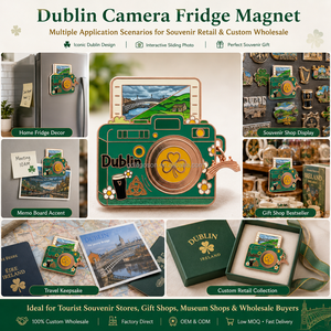 Imán Interactivo para Refrigerador con Diseño de Cámara, Puente Ha'penny y Trébol, Recuerdo de Dublín, Irlanda, Venta al por Mayor, 25Y Factory <span class=keywords><strong>Dublin</strong></span> Ireland - Product Image 3