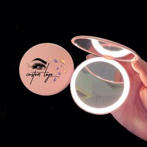 Double Sided Fold Portable Mini Pocket Vanity <b>Mirror</b> With LED Lights Makeup <b>Mirror</b> Round Compact <b>Mirror</b> Cosmetic - Product Image 1