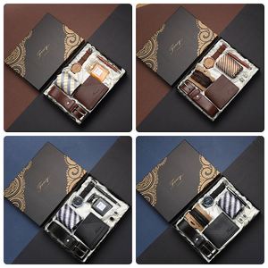 Men's Tie 7Pcs Father's Day Bracelet Watch Wallet Birthday <b>Gift</b> Set With Box - Product Image 4