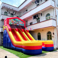 Toboggan Gonflable Thème Dessin Animé, Structure de Jeux à 2 Voies avec Échelle d'Accès, Toboggan Commercial Robuste en PVC pour Enfants à Louer