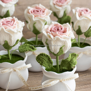 Nouveautés <span class=keywords><strong>Pot</strong></span> de fleurs artificielles fini, fait main au crochet, <span class=keywords><strong>pot</strong></span> de fleurs décoratif, fleurs pour la décoration de la maison et du jardin, Noël Y26 - Product Image 2