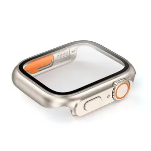 เคส PC สำหรับ Apple Watch ขนาด45มม. 41มม. 44มม. 40มม. กระจกรูปลักษณ์อัพเกรด49มม. เปลี่ยนเป็นสำหรับ Apple Watch 45678พิเศษ