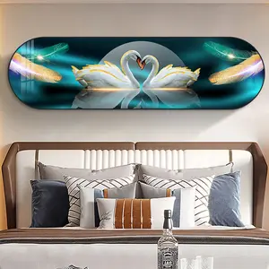 Luxus moderne Schlafzimmer Dekoration abgerundete horizontale Version Luxus Wohnkultur Kristall Porzellan Wand Glas Malerei Bilder